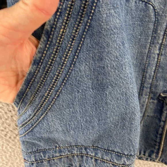 Chicos Jacket Womens 1 US 8 Blue Denim Medium Wash Embroidered Silk Lined Pocket - Picture 5 of 10